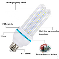 Vente en gros bon marché Lampe haute puissance E27 B22 3w 5w 7w 9w 12w 18w 24w 32w Lumière à économie d'énergie SMD U/Spiral Shape CFL Led Corn Bulb