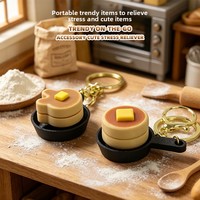 Porte-clés créatif anti-stress en forme de crêpe imprimé en 3D, jouet sensoriel à presser, vente en gros