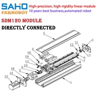 Actionneur linéaire à vis à billes SDM120 avec moteur, charge de 50 kg, vitesse de 1 m/s, structure anti-poussière de précision, matériau en aluminium pour l'automatisation