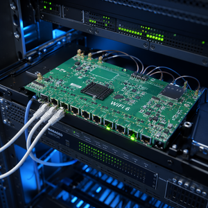 Maßgefertigter WiFi 6 802.11ax Router & PoE-Switch Netzwerk-Controller Haushaltsgeräte-PCBA mit Motorsteuerung Leiterplatte - Product Image 1