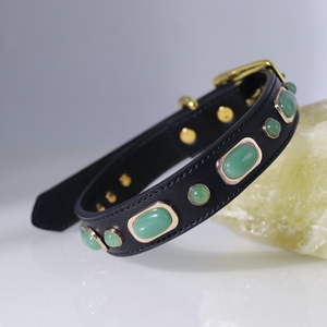 C & H 도매 수제 정품 PU 가죽 세련된 편안한 착용 럭셔리 크리스탈 애완 동물 목걸이 - Product Image 4