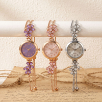 Jam Tangan Gelang Bunga Baru untuk Wanita, Model Niche High End, Tali Dapat Disesuaikan, Jam Quartz Serbaguna, Jam Tangan Pelajar, Grosir