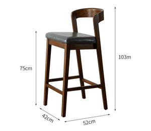 Boba Tea Bar Modern Luxury PU Leather <b>Seat</b> Ash Wood High Counter <b>Stool</b> with Backrest for Home & Dining - Product Image 5