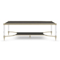 Table basse rectangulaire convertible moderne européenne avec plateau en verre acrylique transparent, hauteur réglable et rangement intégré