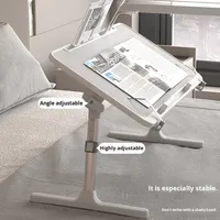 Table d'appoint portable en MDF réglable en hauteur pour lit, bureau, ordinateur portable, table paresseuse, table de baie vitrée, pliable, petite, de type panneau, rétractable