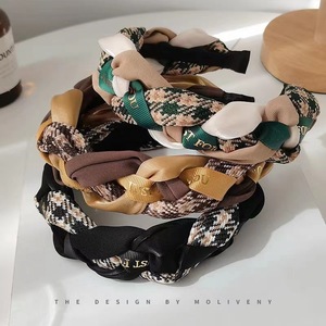 Diadema a cuadros retro de moda para mujer, perfecta para salidas de otoño e invierno, versátil, elegante, diadema gruesa. - Product Image 2