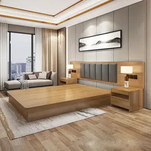 Fábrica de vendas diretas mobília do hotel mobília do quarto cama king size quadro com cabeceira estilo moderno e minimalista cama do hotel