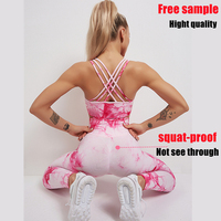 Tuta Donna Sport deux pièces sans couture Yoga Gym entraînement femmes vêtements survêtement Fitness cravate teinture tenues vêtements actifs ensemble