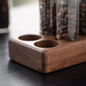 Tubos de Almacenamiento de Granos de Café, Frascos de Vidrio con Tapas Metálicas, Estante de Madera de Nogal con 7 o 14 Orificios, Hermético, Porción Semanal - Product Image 3