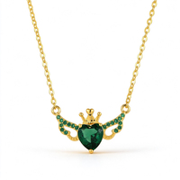 Collier pendentif en laiton ZG avec pierre précieuse taillée en cœur et ailes d'ange romantiques, bijoux de mode pour femmes