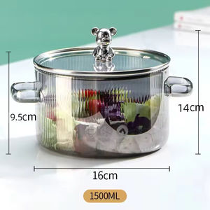 Olla de Vidrio de Borosilicato de Alta Calidad con Tapa de Acero Inoxidable, Resistente a Altas Temperaturas, Apta para Lavavajillas y Horno, Diseño de Oso Adorable, Venta al por Mayor de Fábrica - Product Image 4