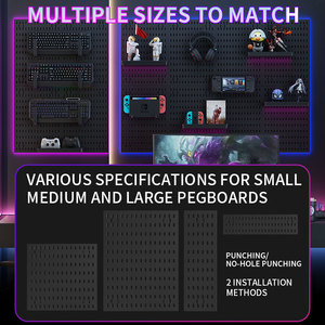 Kit d'organisation mural DIY nordique avec crochets et panneaux perforés en plastique pour salon et garage - Product Image 4