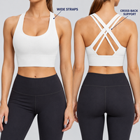 Soutien-gorge de sport longue coupe moyenne personnalisé pour femme, bretelles larges, col ras du cou, idéal pour le yoga et l'entraînement – Marque privée, OEM, ODM, Fabricant