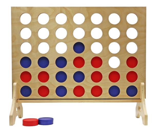 Premium Natural Giant Four in a Row With Carrying Case Large Wooden Board Game for Family Outdoor Party