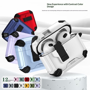 Coque de protection rigide et souple avec béquille et sangle pour AirPods 1 2 3 Pro 2 3 2025, anti-poussière, anti-jaunissement, robuste - Product Image 4