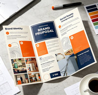 Brochure en papier kraft imprimée sur mesure, pliée, pour la publicité d'entreprise, menu de restaurant, emballage écologique