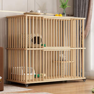 <span class=keywords><strong>Cage</strong></span> à chat en bois véritable élégante et pratique avec une ample surface pour la reproduction et le jeu, accessoires pour chats - Product Image 3