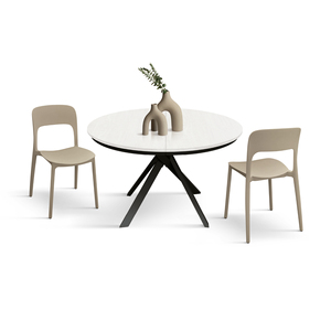 Karem Extendable <b>Round</b> <b>Table</b> 120 To 170 Cm <b>White</b> Ash Melamine Top Iron Base Internal Use - Product Image 3