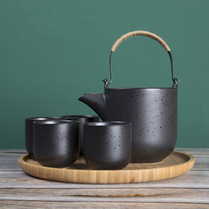 Service à <span class=keywords><strong>thé</strong></span> et café en porcelaine de haute qualité, écologique, de qualité alimentaire, rouge rouillé, avec carafe, bouilloire, tasses et plateau de service en bois - Product Image 2