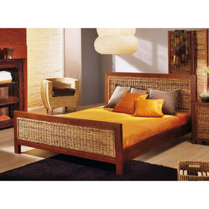 Bali massello legno di quercia matrimoniale telaio letto Queen Size stile moderno con Design antico SI/013 modello camera da letto soggiorno applicazione - Product Image 1