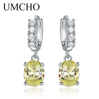 Luxe Valentines Gift Zirconia Citrien Diamond S925 Sterling Zilveren Bruids Oorbellen Hoops