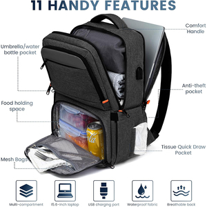 Mochila Térmica Multifuncional <span class=keywords><strong>para</strong></span> Almuerzo con Compartimento Acolchado <span class=keywords><strong>para</strong></span> Portátil de 15.6 Pulgadas, <span class=keywords><strong>Bolsa</strong></span> Impermeable <span class=keywords><strong>para</strong></span> Senderismo, Picnic y Oficina - Product Image 6