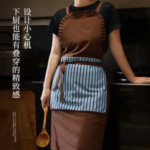 Sweet Style Lace Apron Cotton Solid Color Water Repellent Cooking Daily Use - Product Image 1
