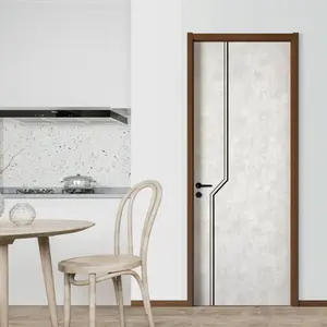 GH设计木质贴面pu画卧室门设计磨砂玻璃门