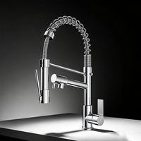 Robinet de cuisine moderne multifonctionnel flexible à ressort, extractible, en acier inoxydable, monocommande, avec cartouche céramique, pour montage sur plan.