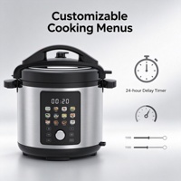 Cuisinière électrique multifonctionnelle 12-en-1 en acier inoxydable 6L avec écran LED numérique couleur 1000W haute pression antiadhésive