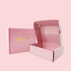 Boîte d'expédition en carton ondulé rose de luxe pour les petites entreprises - Product Image 1