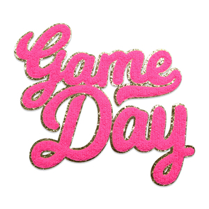 Hot Selling Red Logo Jacket Patches Custom Chenille Gameday Patch with Glitter Embroidered Twill Fabric Iron-On Western Style - Product Image 2