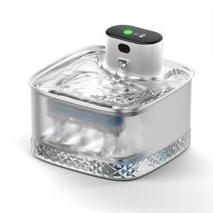 Fontaine à eau intelligente pour animaux de compagnie, 2L, circulation automatique, pour chats et chiens, rectangulaire, transparente, avec filtre en coton bleu - Product Image 3