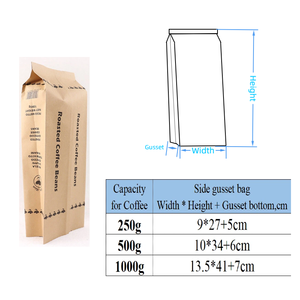 Sachet d'emballage de café personnalisé imprimé 250g 500g, sac à soufflet latéral en papier kraft premium avec valve pour grains de café - Product Image 4