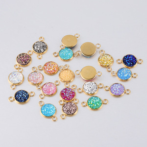 Pingentes Redondos Naturais DIY com Conector de Borda Dourada Eletroplated para Joias DIY - Product Image 4