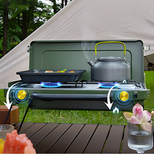 Barbecue portable en acier inoxydable personnalisé, résistant au vent, avec foyer à gaz et étui <span class=keywords><strong>de</strong></span> transport pour le camping en plein air - Product Image 4