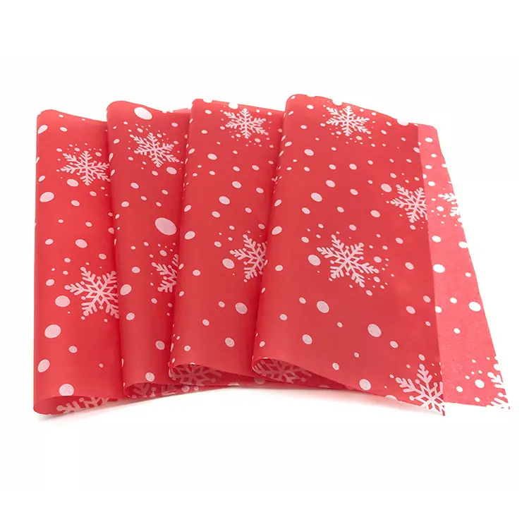 Chất Lượng Cao 17gsm Bông Tuyết In Ấn Món Quà Giáng Sinh Red Wrapping Tissue Giấy