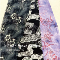 Tissu en Georgette de Chiffon à Imprimé Floral Hibiscus Vintage Effet Encre sur Fond Noir, Doux, Respirant et Translucide pour Vêtements Féminins