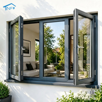 Ventanas Abatibles de Aluminio con Doble Acristalamiento Templado, Resistentes a Huracanes, con Certificación NFRC AS2047 CE, Personalizadas, Impermeables y con Vidrio LOW-E