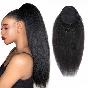 Cola de Caballo Afro con Clip de Cabello Liso Sedoso Virgen Remy Indio sin Procesar, Suave y Liso, para Mujeres Negras, Venta al por Mayor - Product Image 3