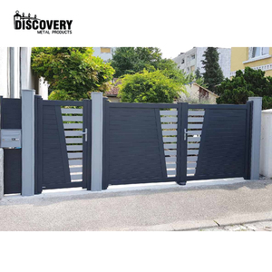 Villa siyah dış alüminyum Driveway kapıları salıncak kapısı çift salıncak kapısı otomatik açık alüminyum kapı giriş için - Product Image 4