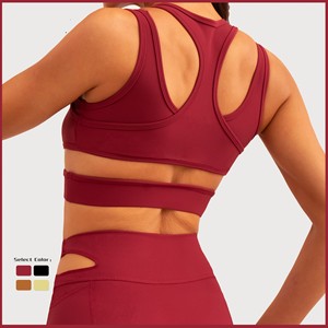 Soutien-gorge <span class=keywords><strong>de</strong></span> sport côtelé à découpes au dos pour femme, léger, respirant et rembourré, idéal pour le yoga, le Pilates, la course et la gym - Product Image 3