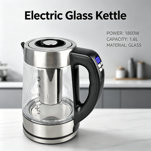 Hervidor de Vidrio de 1.8L con Control de Temperatura, Diseño Inalámbrico, Función Digital para Mantener Caliente, Ideal para Uso Doméstico y Hotelero - Product Image 1