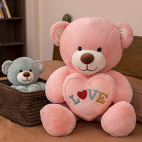 Ours géant personnalisé tenant un cœur d'amour, je t'aime, logo personnalisé, multicolore, 45 cm, 65 cm, 90 cm, peluche de la Saint-Valentin, coton PP, jouet unisexe