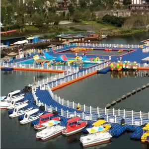 Pontons flottants modulaires en plastique HDPE avec accessoires à piston, quai flottant robuste pour les lacs, les rivières et les côtes - Product Image 1