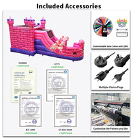 Château gonflable rose Princesse avec toboggan, structure de jeu gonflable en PVC pour intérieur et extérieur