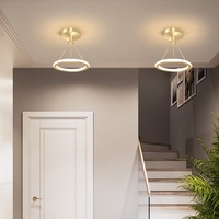Plafonnier LED moderne pour la maison, ultra-fin, à intensité variable, alimenté en courant alternatif, noir et or, petit, en acrylique, élégant, pour la maison, le bureau, l'intérieur, le couloir
