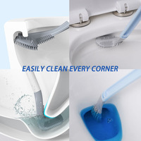 Brosse et support de toilette en Silicone à long manche sans coins morts Flexible nettoyage en profondeur brosse de nettoyage de toilette brosse de toilette de Golf