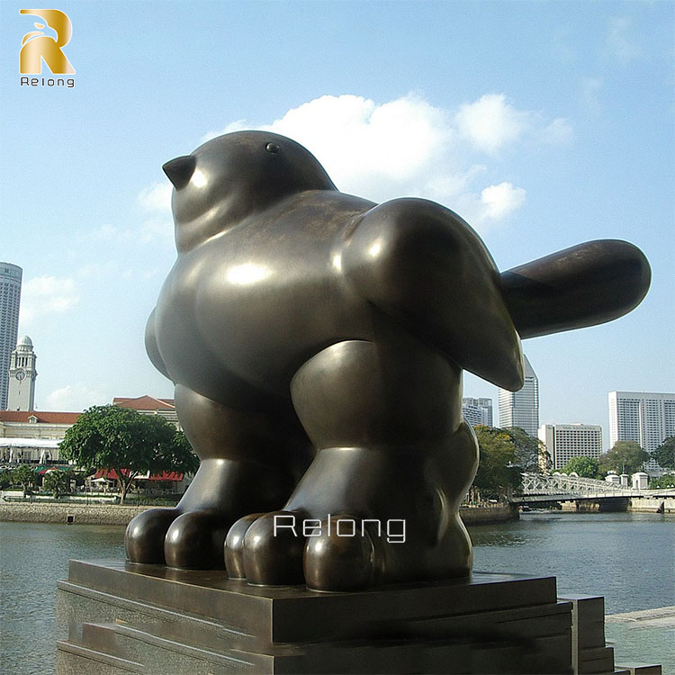 Reproduções famosas ao ar livre, bronze de metal, ferando botero, estátua para venda, porco gordo, escultura de pássaro