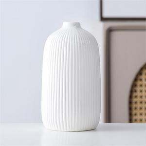 Nordic Style Creative Striped <b>Small</b> Ceramic Vase With Hydroponic Function for Living Room Dried Flower Display Decoration - Product Image 4